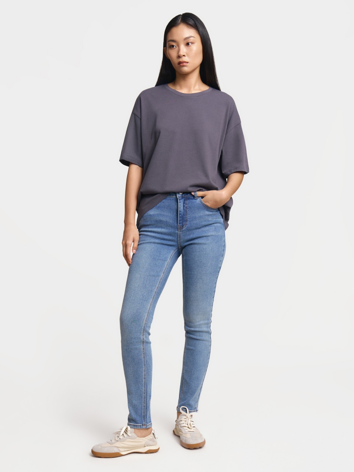 Футболка оверсайз из хлопка однотонная