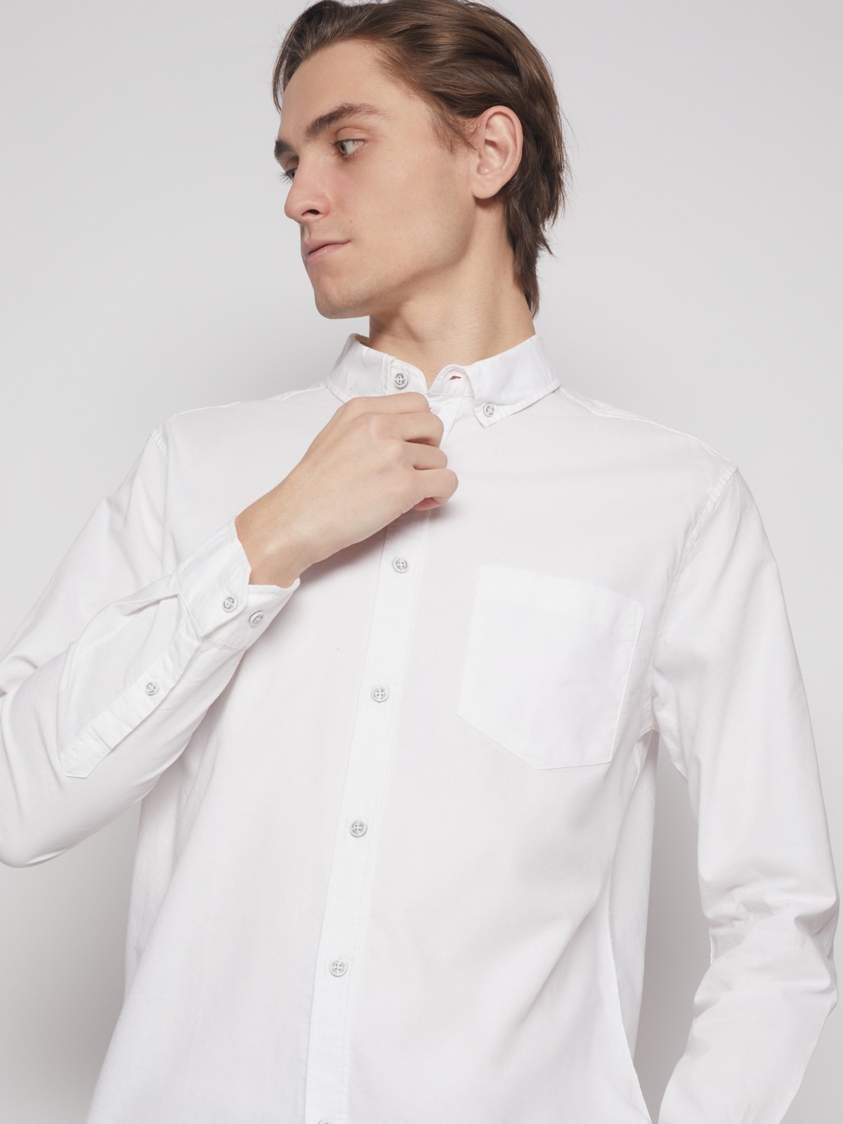 Рубашка с длинными  рукавами zolla 01313214R063, цвет белый, размер S - фото 5