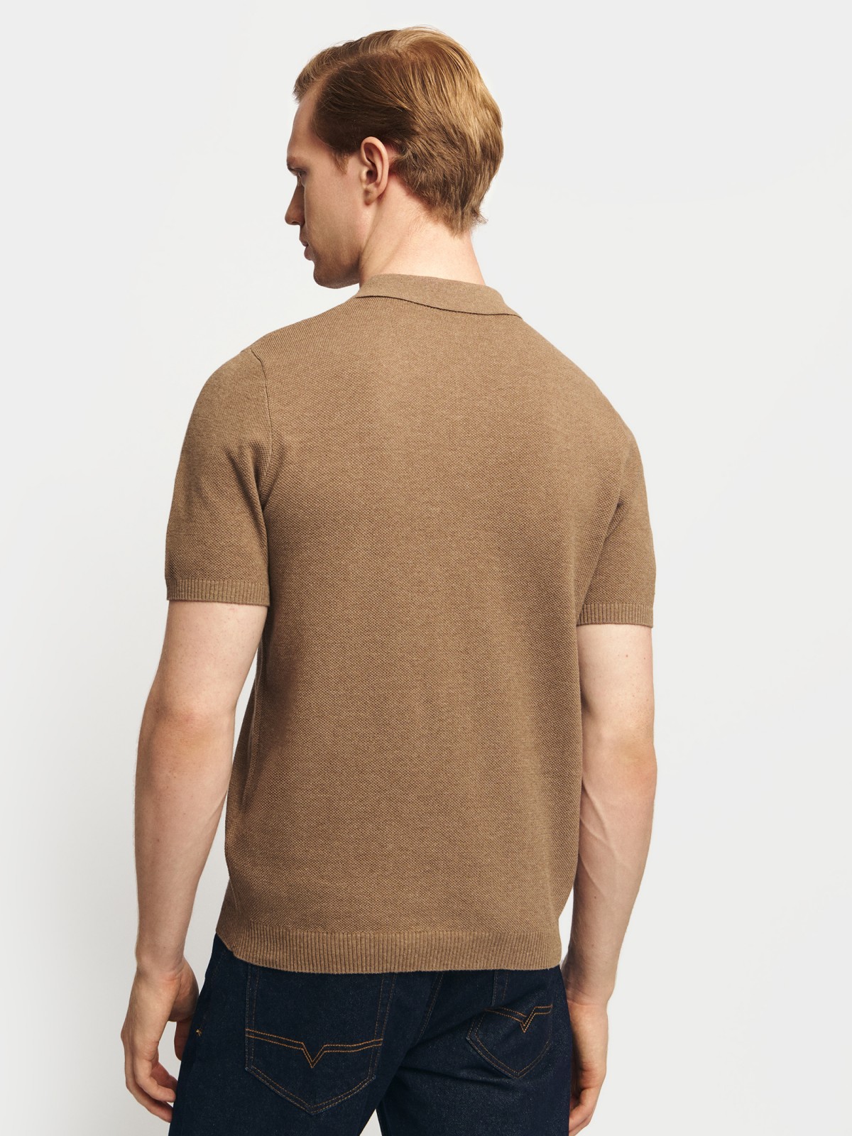 Трикотажный джемпер поло из хлопка с коротким рукавом