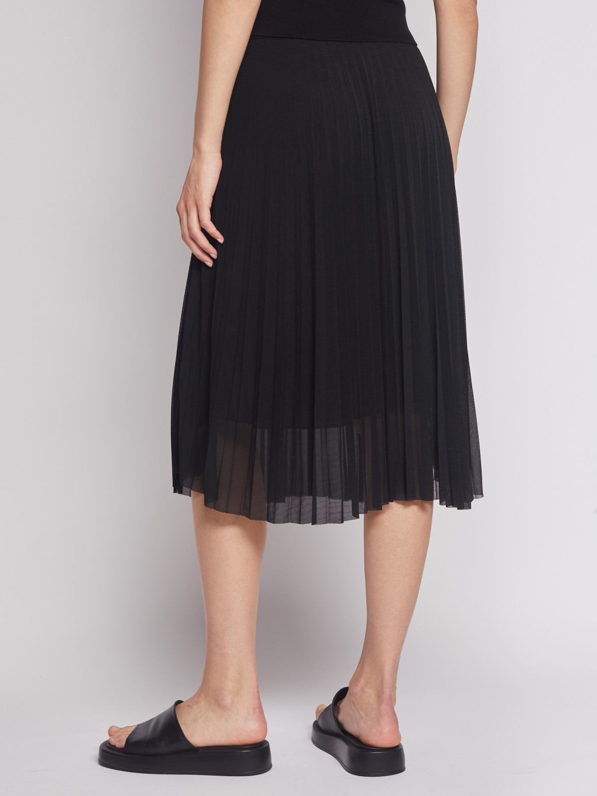 Плиссированная юбка миди zolla 02231789Y023, цвет черный, размер XS - фото 6