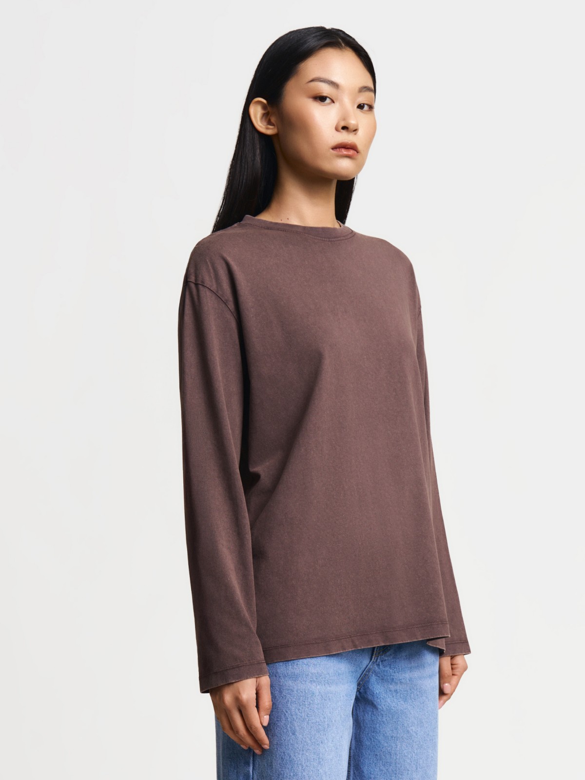 Трикотажный оверсайз лонгслив из хлопка