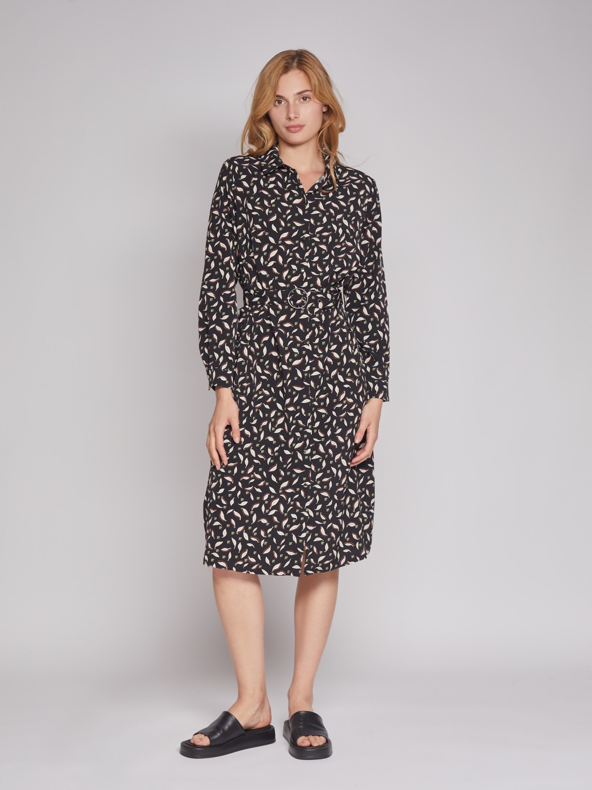 Платье-рубашка с ремнём Платье-рубашка с ремнём