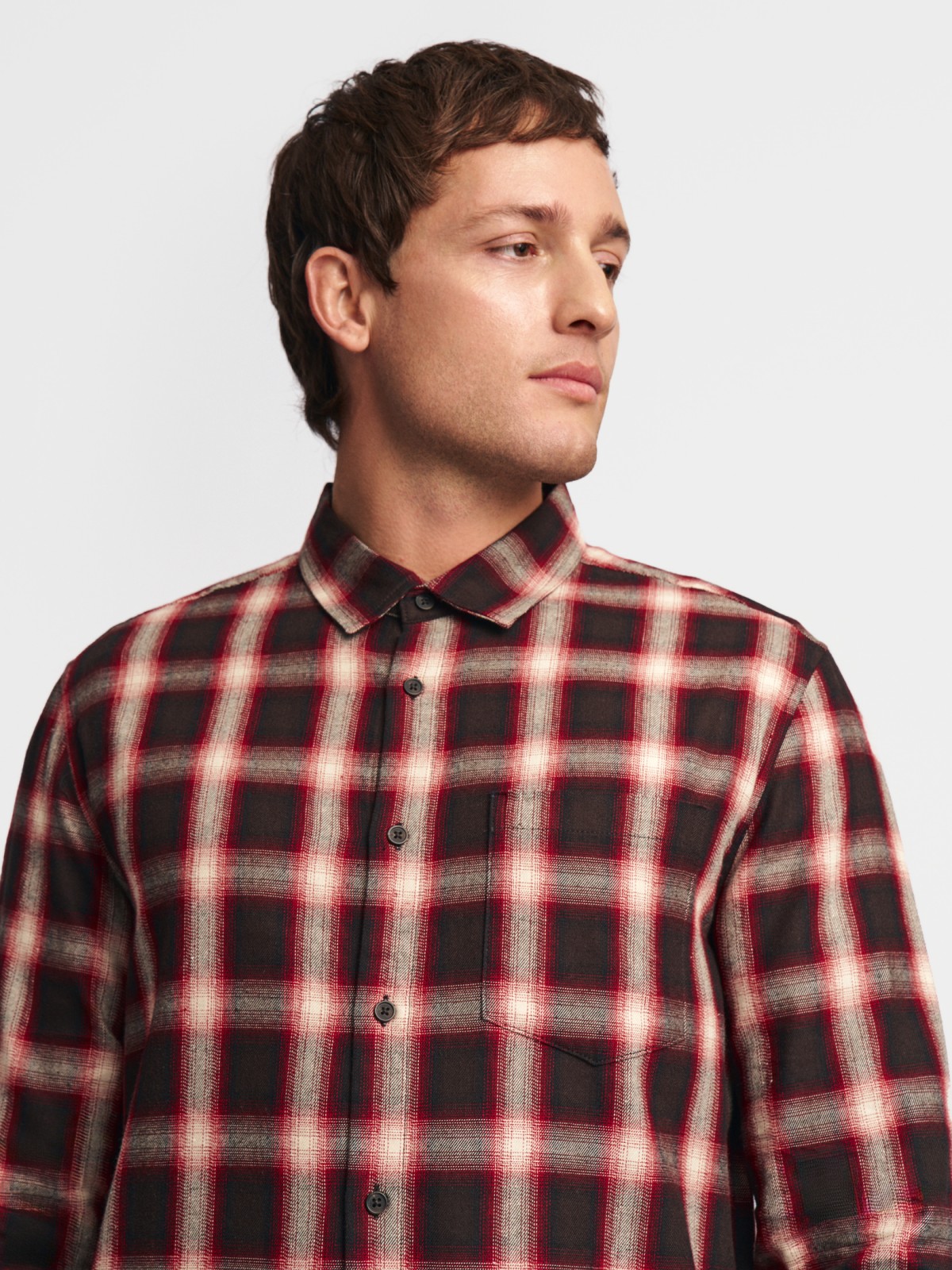 Рубашка в клетку с длинным рукавом