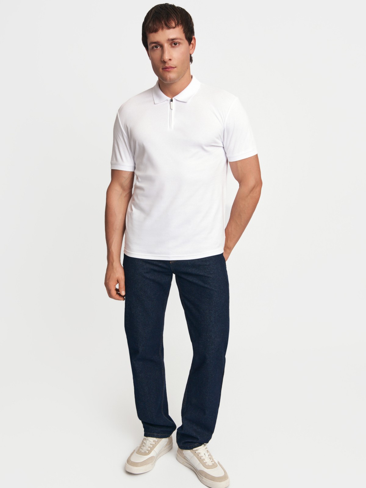 Футболка поло из хлопка на молнии