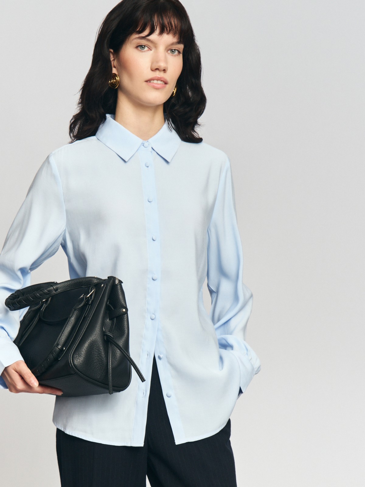 Рубашка прямого фасона с длинным рукавом