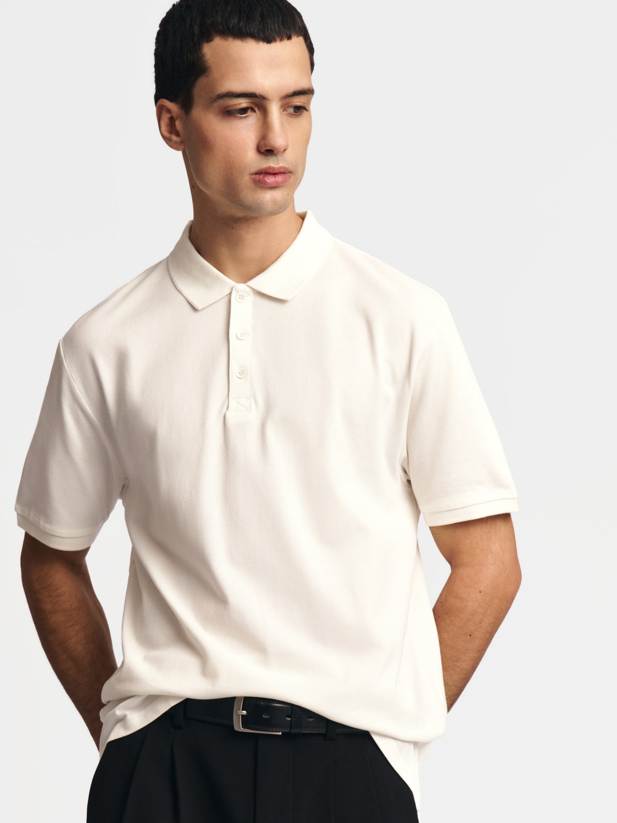 Футболка поло из хлопка однотонная