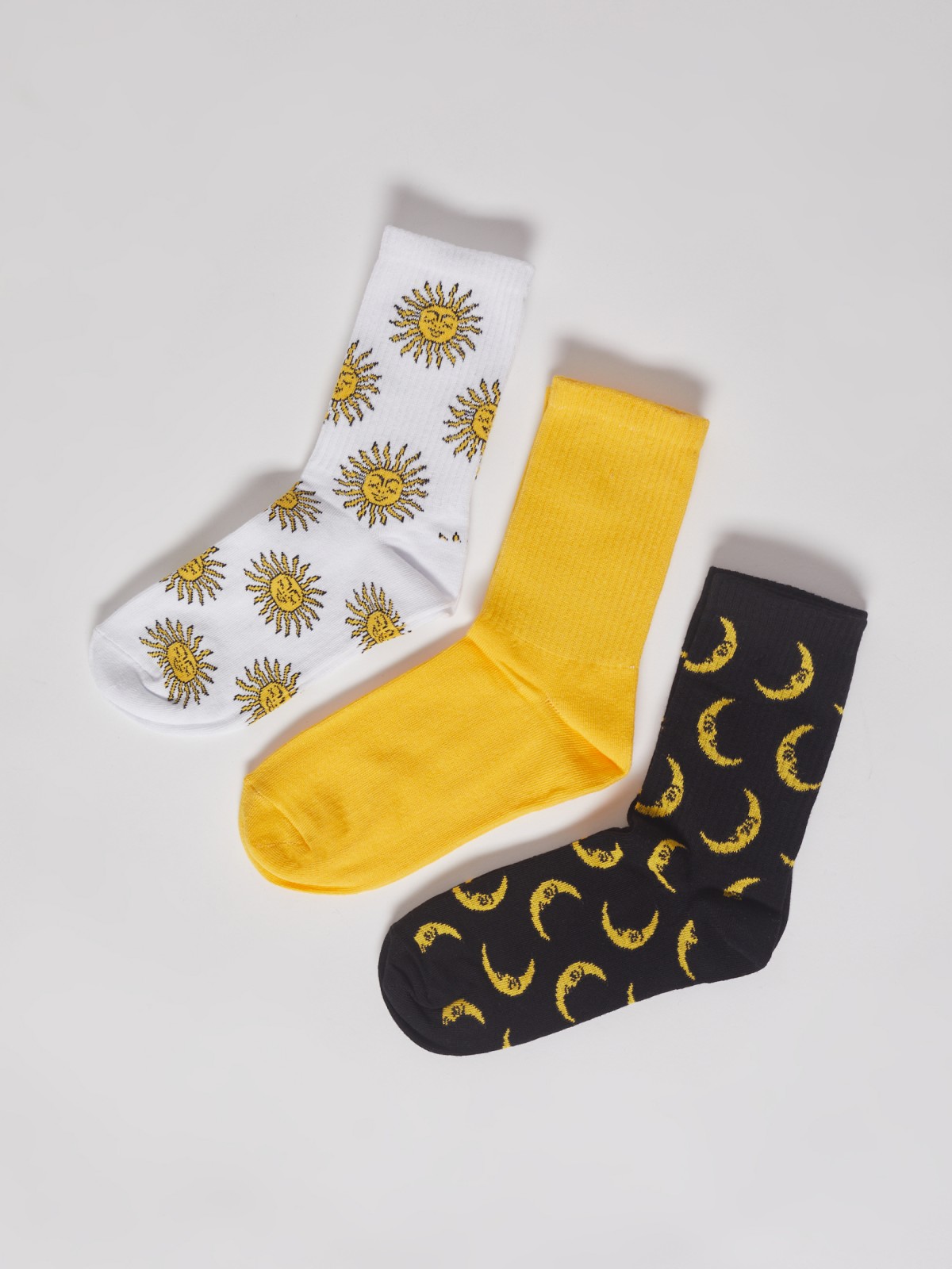 Набор носков (3 пары в комплекте) zolla желтого цвета