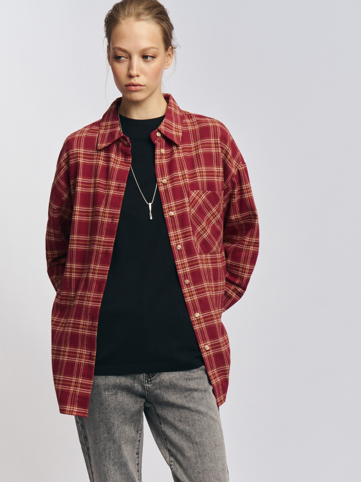 Фланелевая рубашка из хлопка в клетку