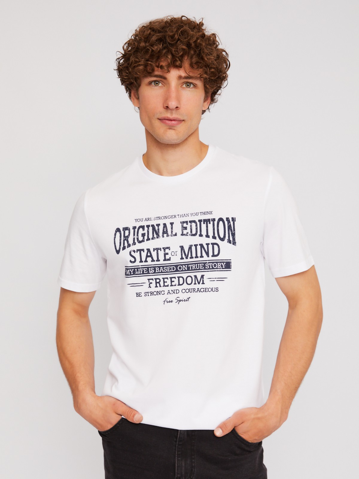 Футболка из хлопка с принтом-надписью