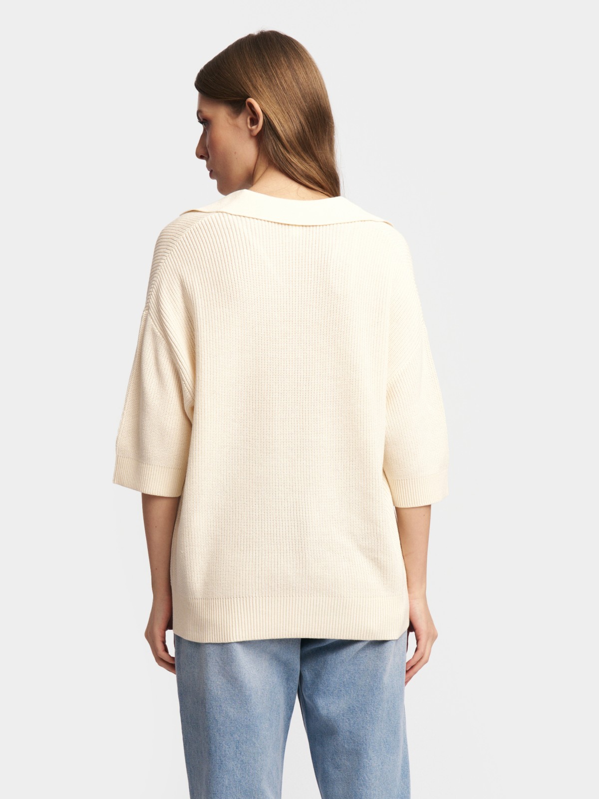 Трикотажный джемпер поло с коротким рукавом