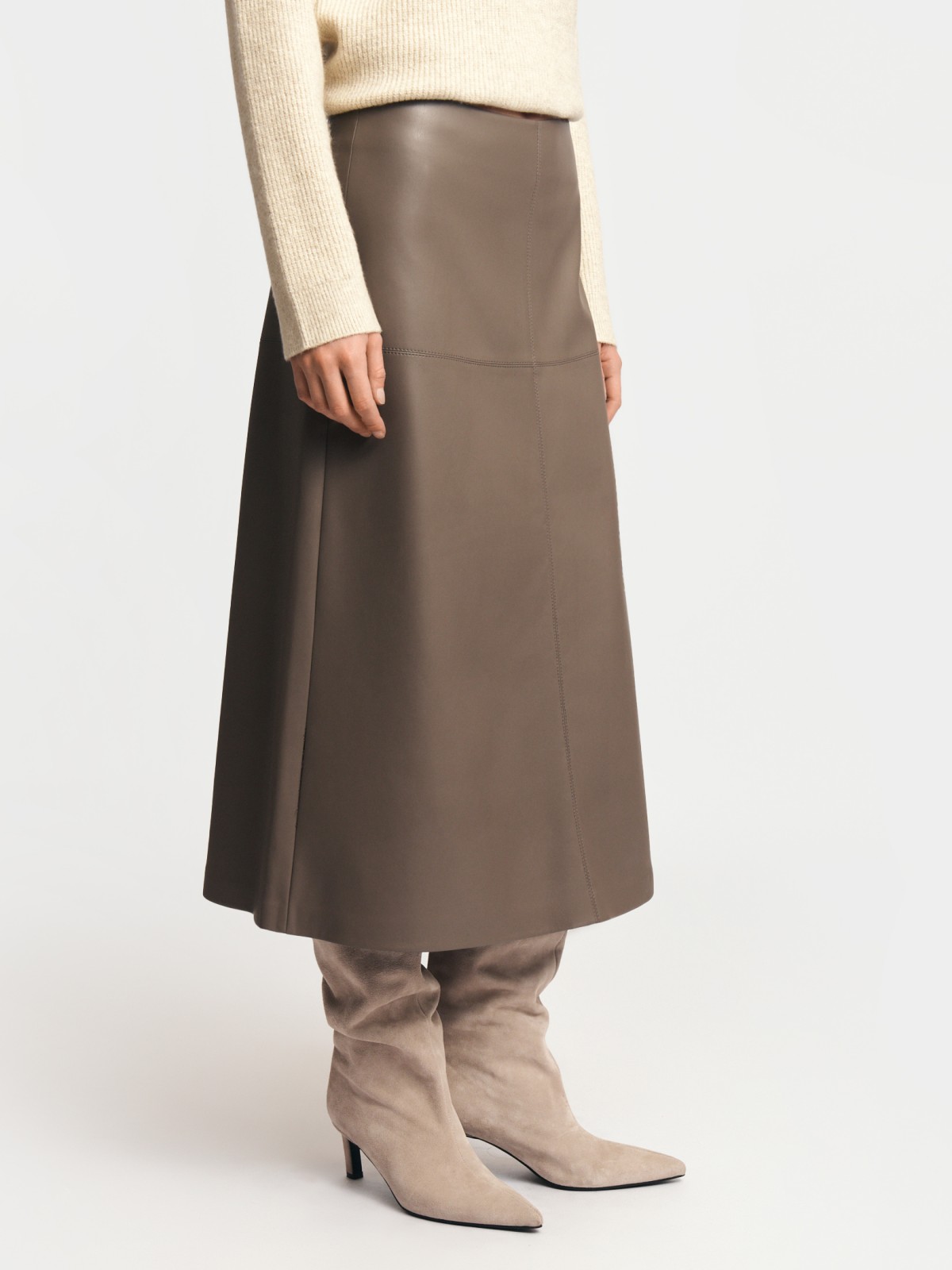 Юбка миди из экокожи