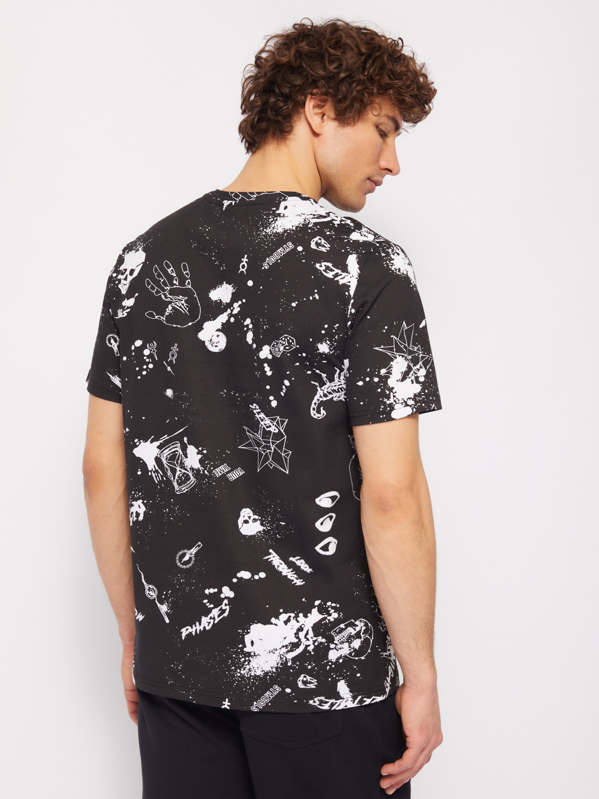 Футболка из хлопка с коротким рукавом и принтом