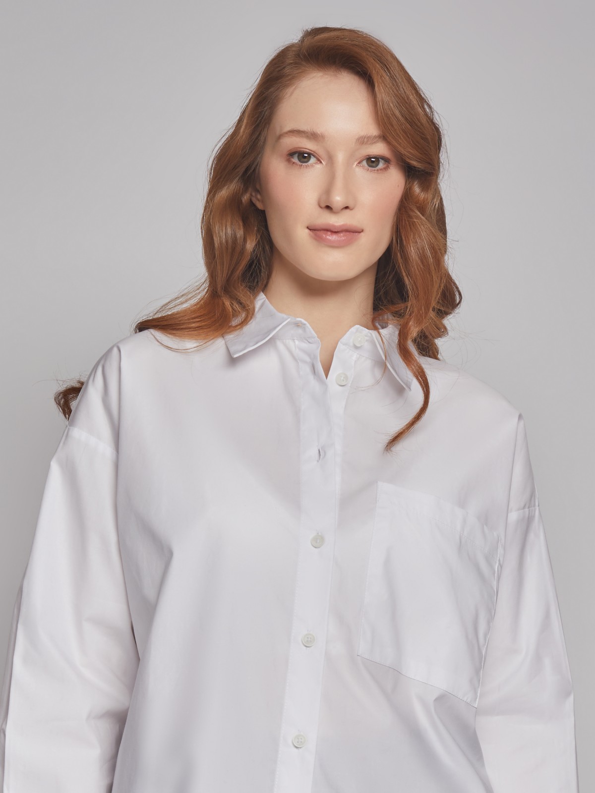 Удлинённая рубашка с длинным рукавом zolla 02231117Y293, цвет белый, размер XS - фото 3