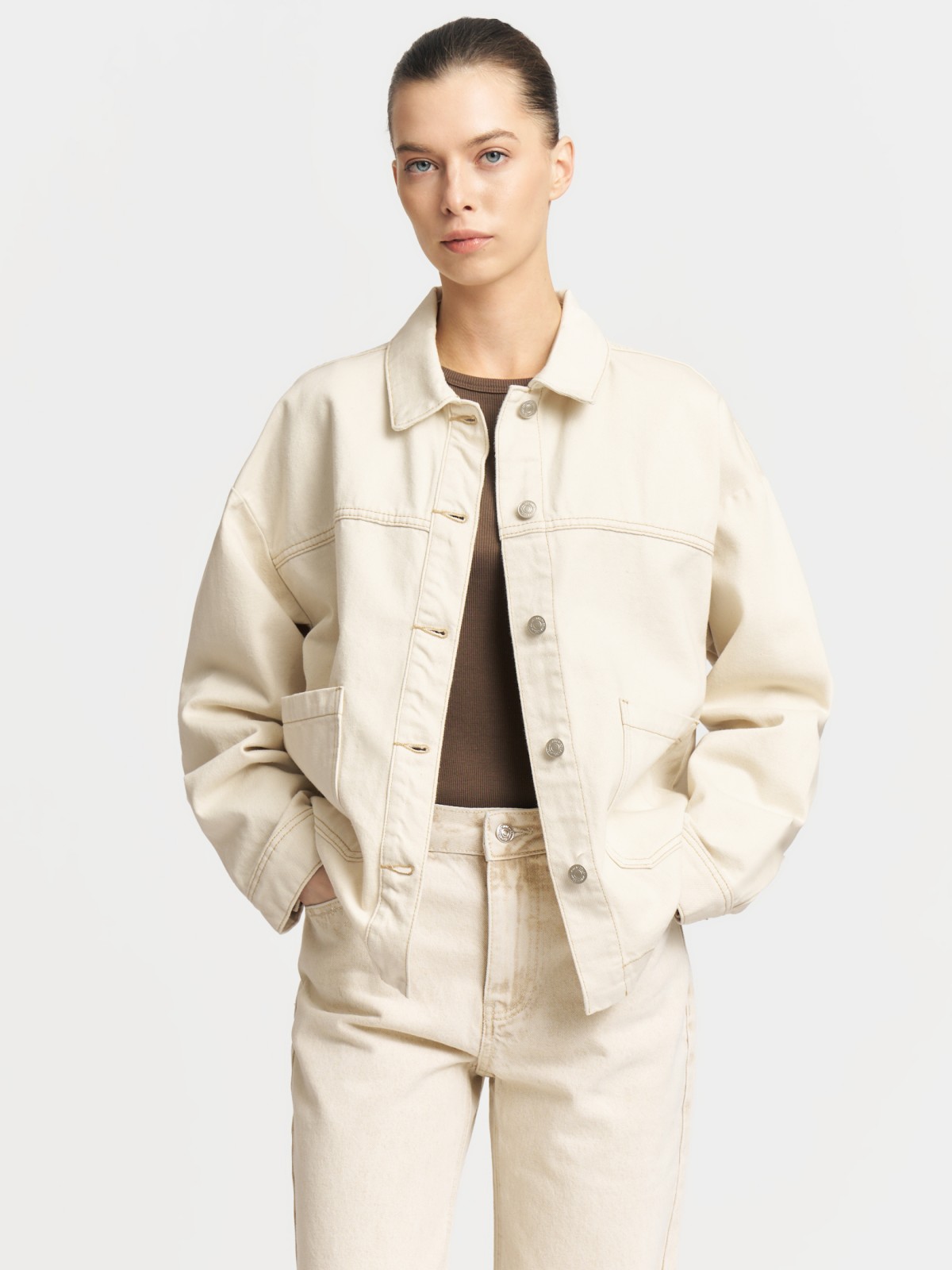 Джинсовая куртка-рубашка из хлопка