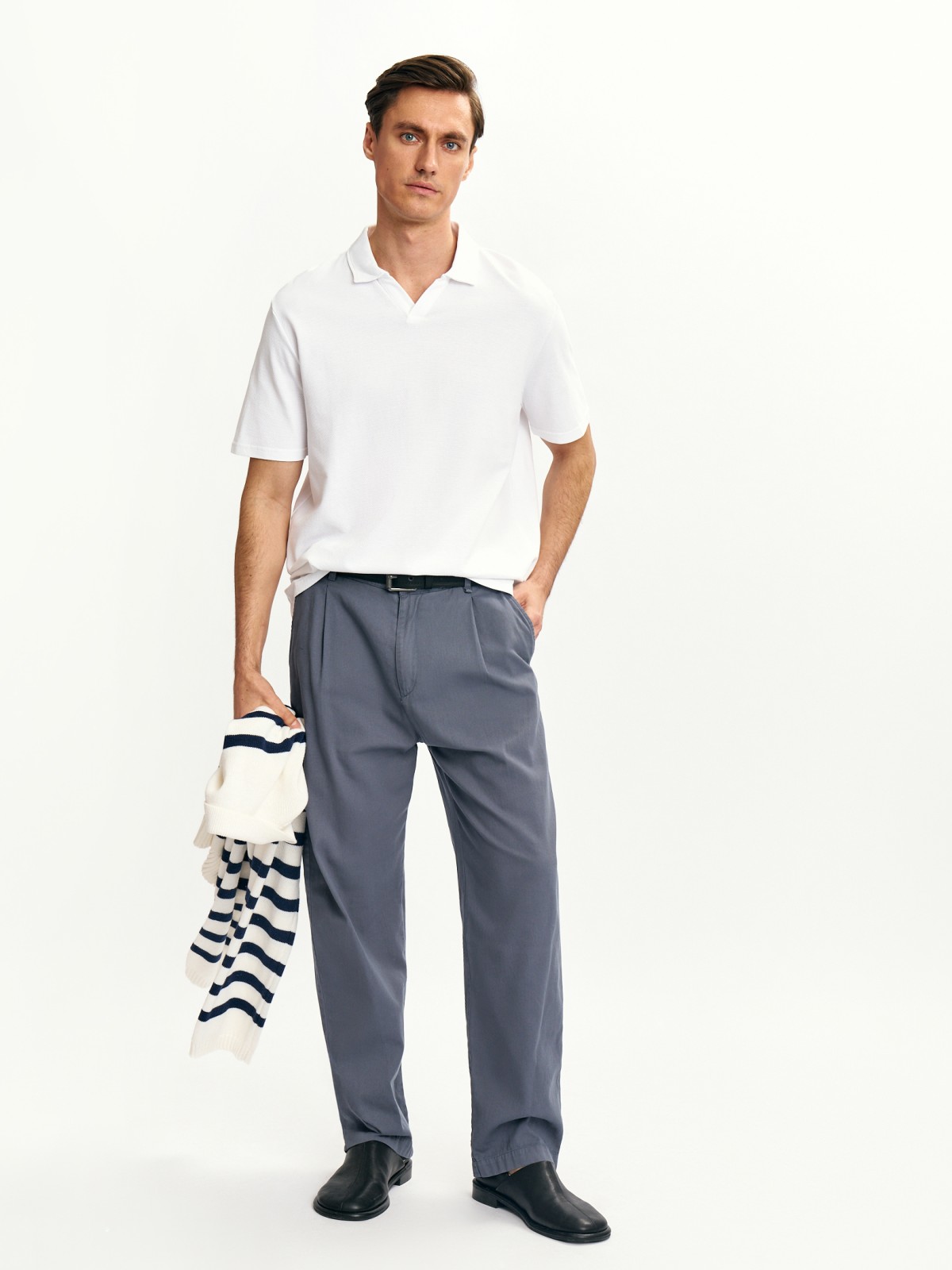 Брюки из хлопка с ремнём