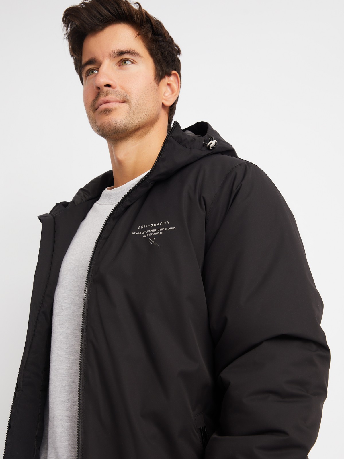 Тёплая куртка с капюшоном на синтепоне zolla 01412510L174, цвет черный, размер M - фото 4