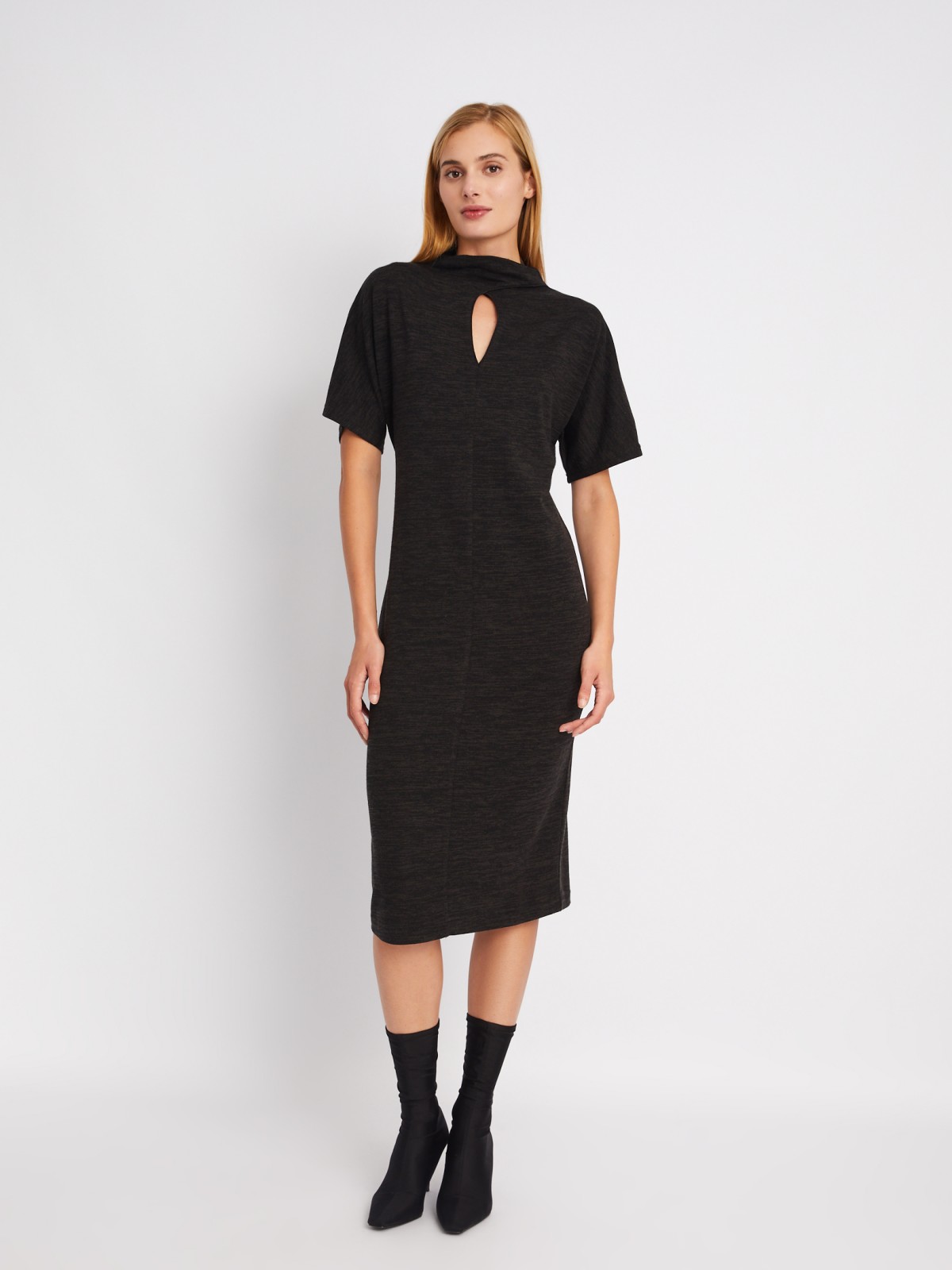 Платье длины миди с акцентным вырезом zolla 02411819F201, цвет черный, размер S - фото 2