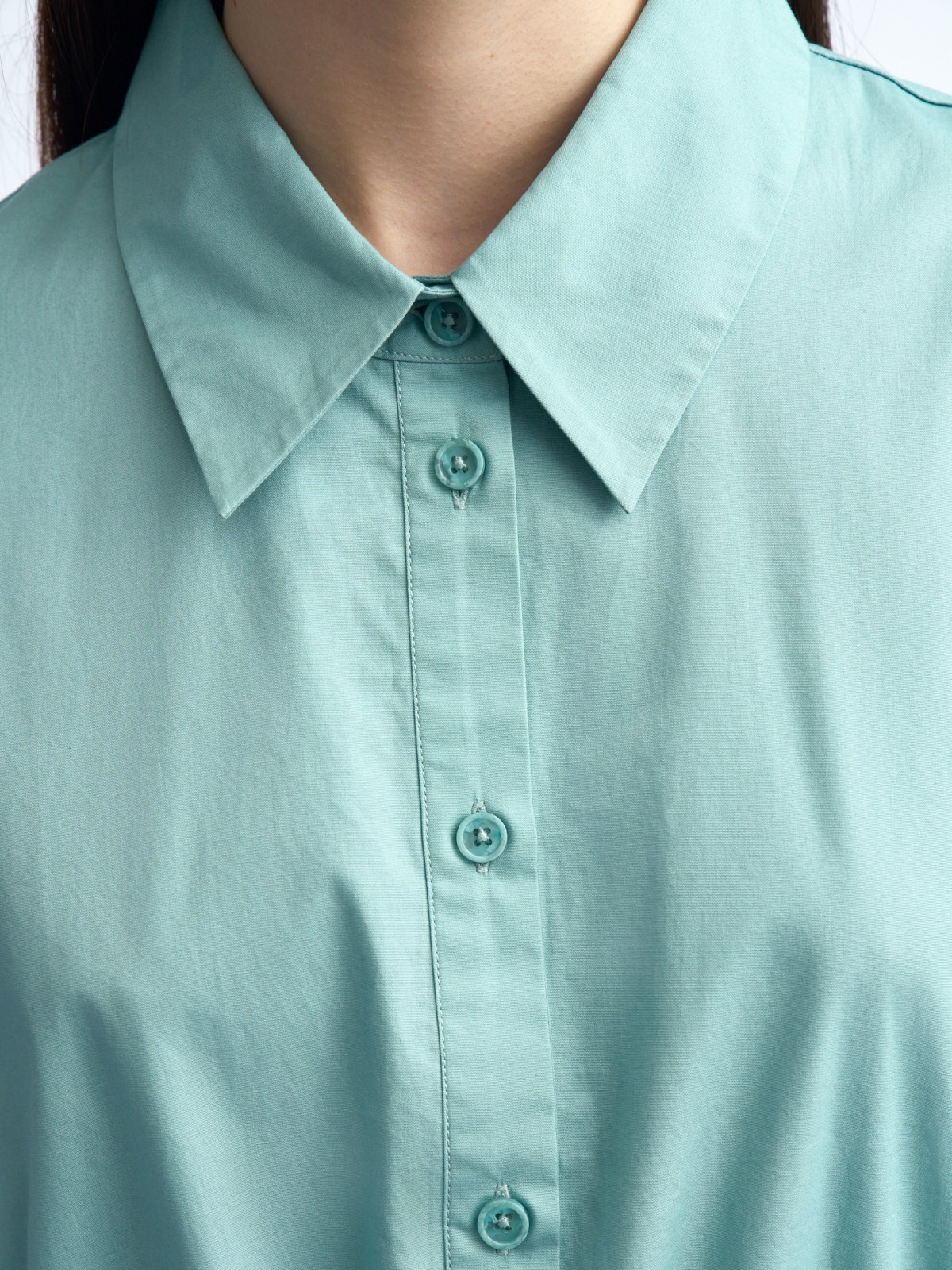 Платье-рубашка миди из хлопка с кулиской