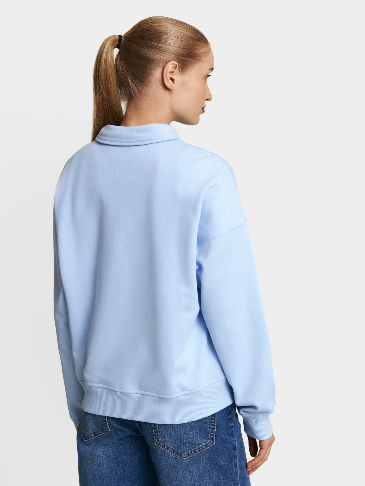 Свитшот из хлопка с воротником поло