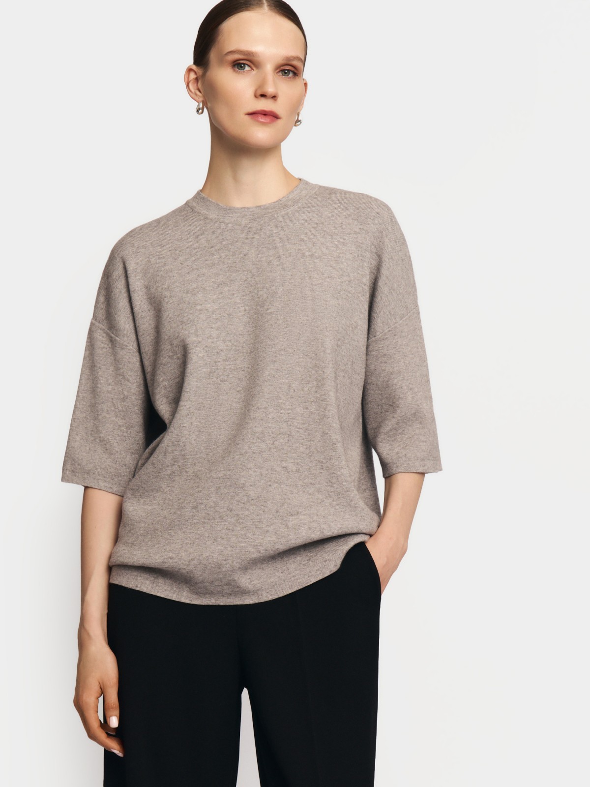 Трикотажный джемпер с коротким рукавом