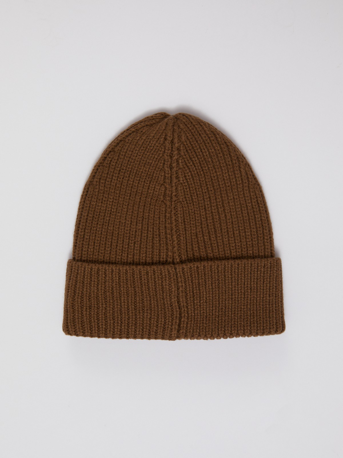 Вязаная шапка-бини из акрила с отворотом