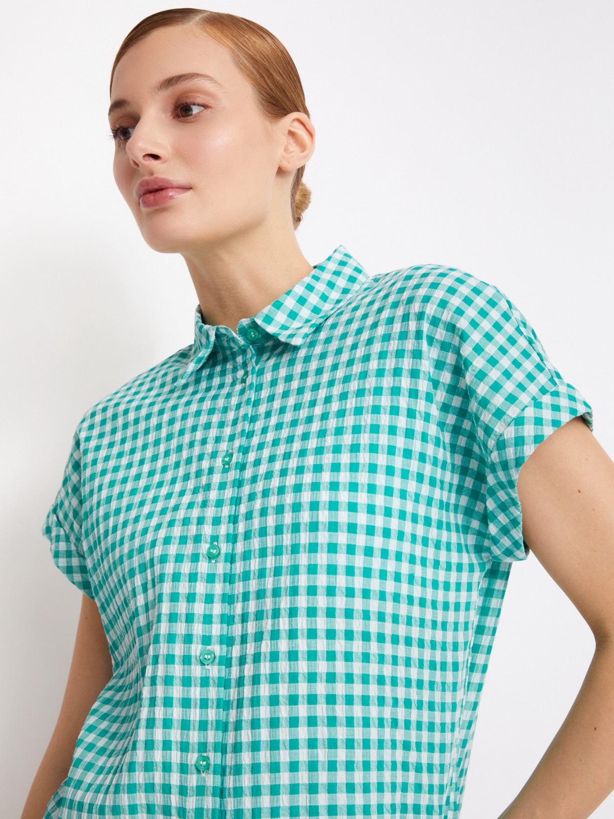 Блузка с короткими рукавами zolla 02324128Y031, цвет светло-зеленый, размер XS - фото 5