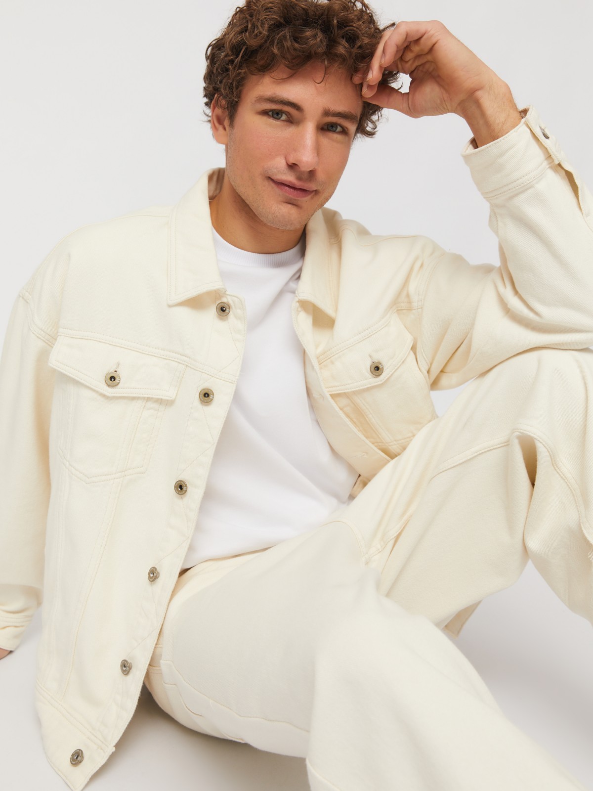 Джинсовая куртка-рубашка из хлопка свободного фасона