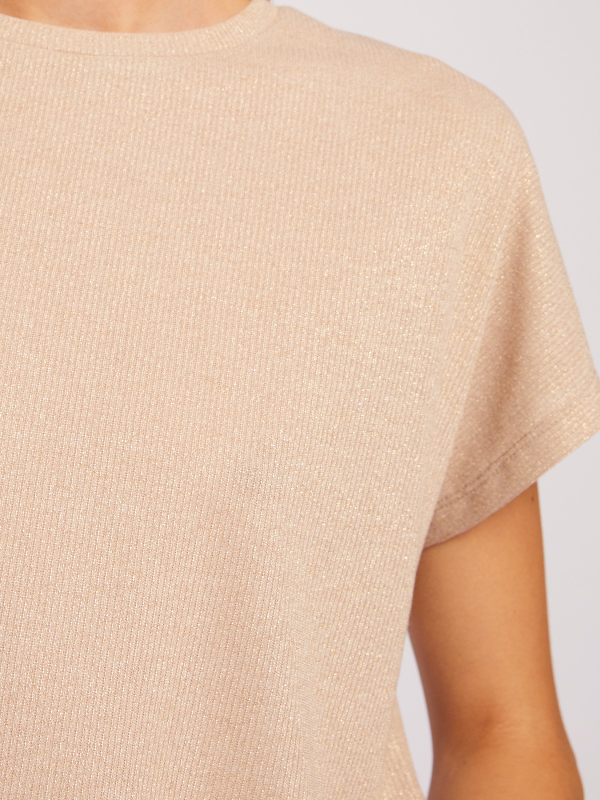 Трикотажный топ-блузка с люрексом zolla 024213226723, цвет молоко, размер S - фото 4