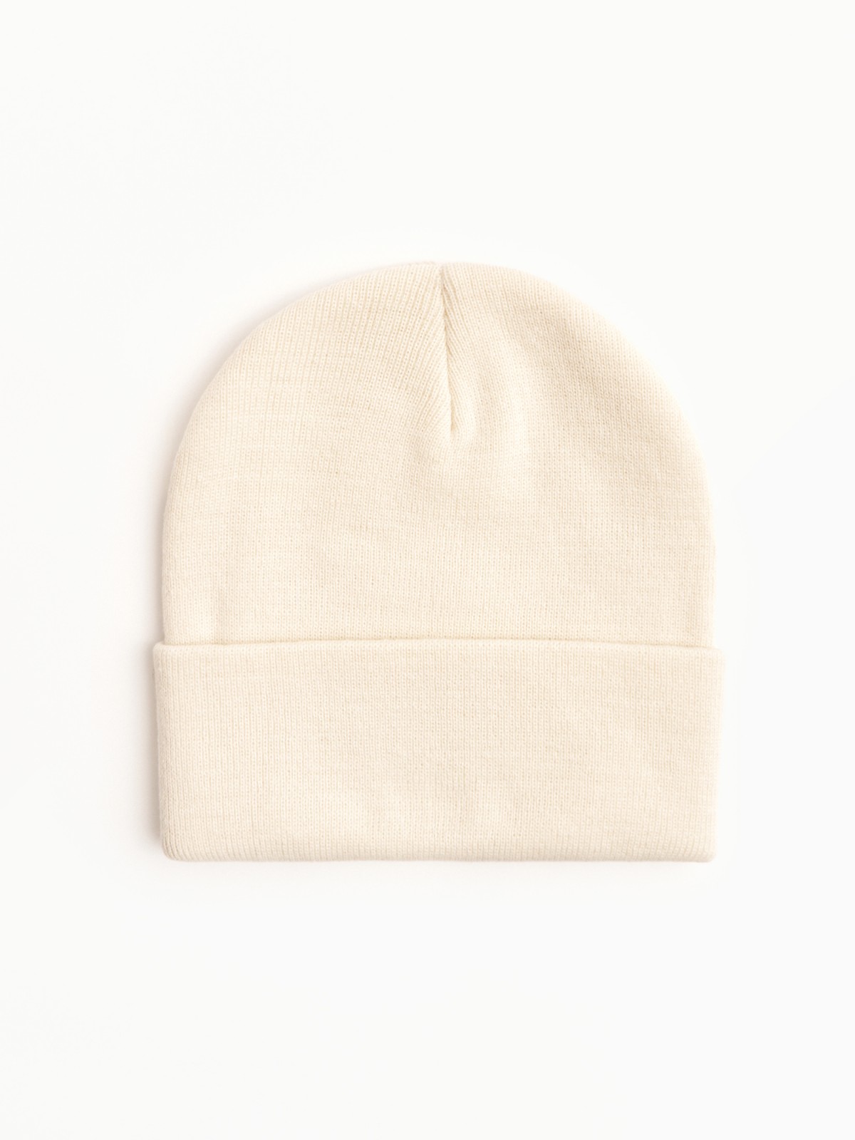 Тёплая шапка-бини из акрила с отворотом