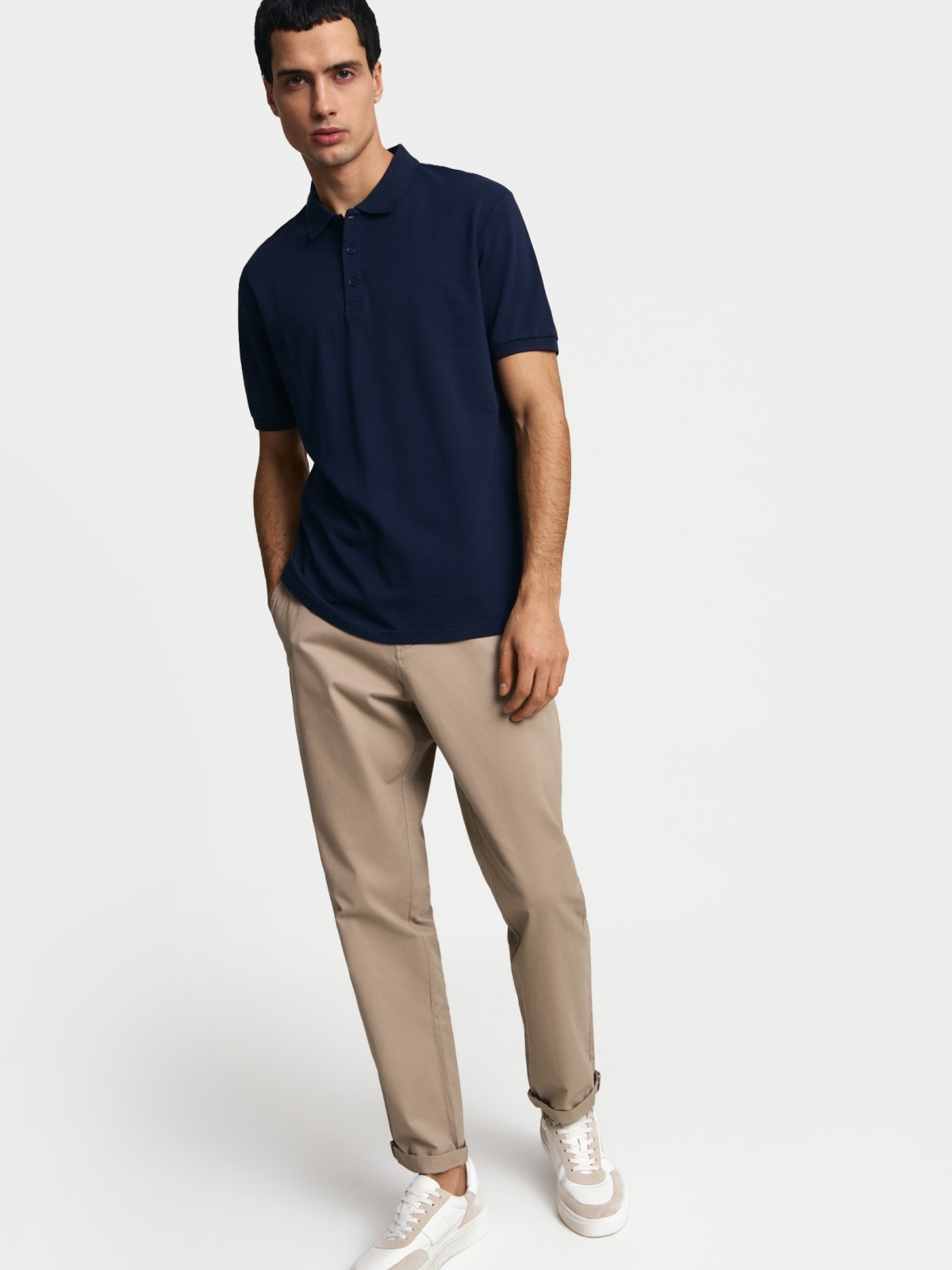 Футболка поло из хлопка однотонная