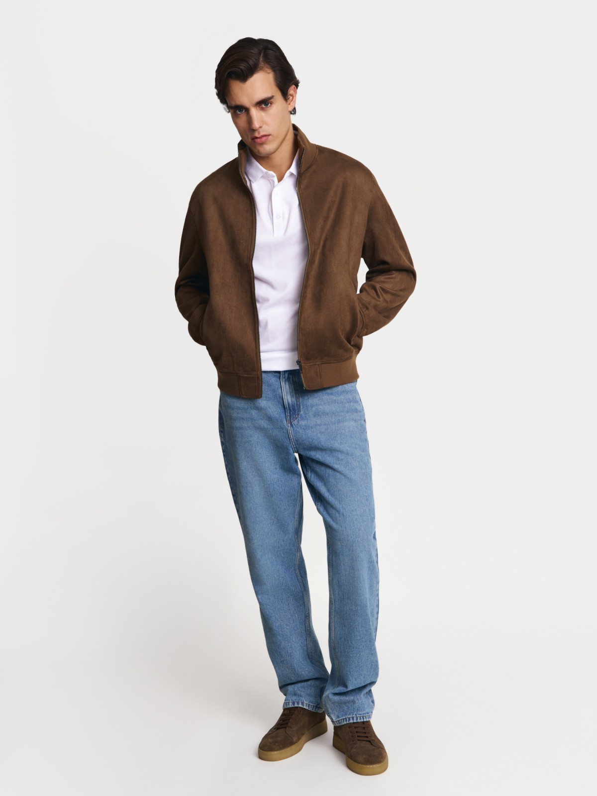 Куртка-бомбер из экозамши