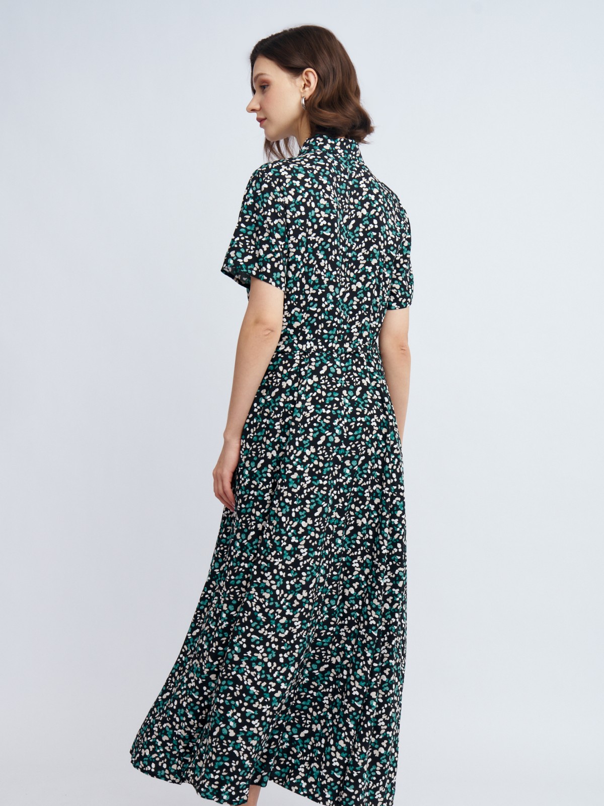 Платье-рубашка из вискозы с поясом