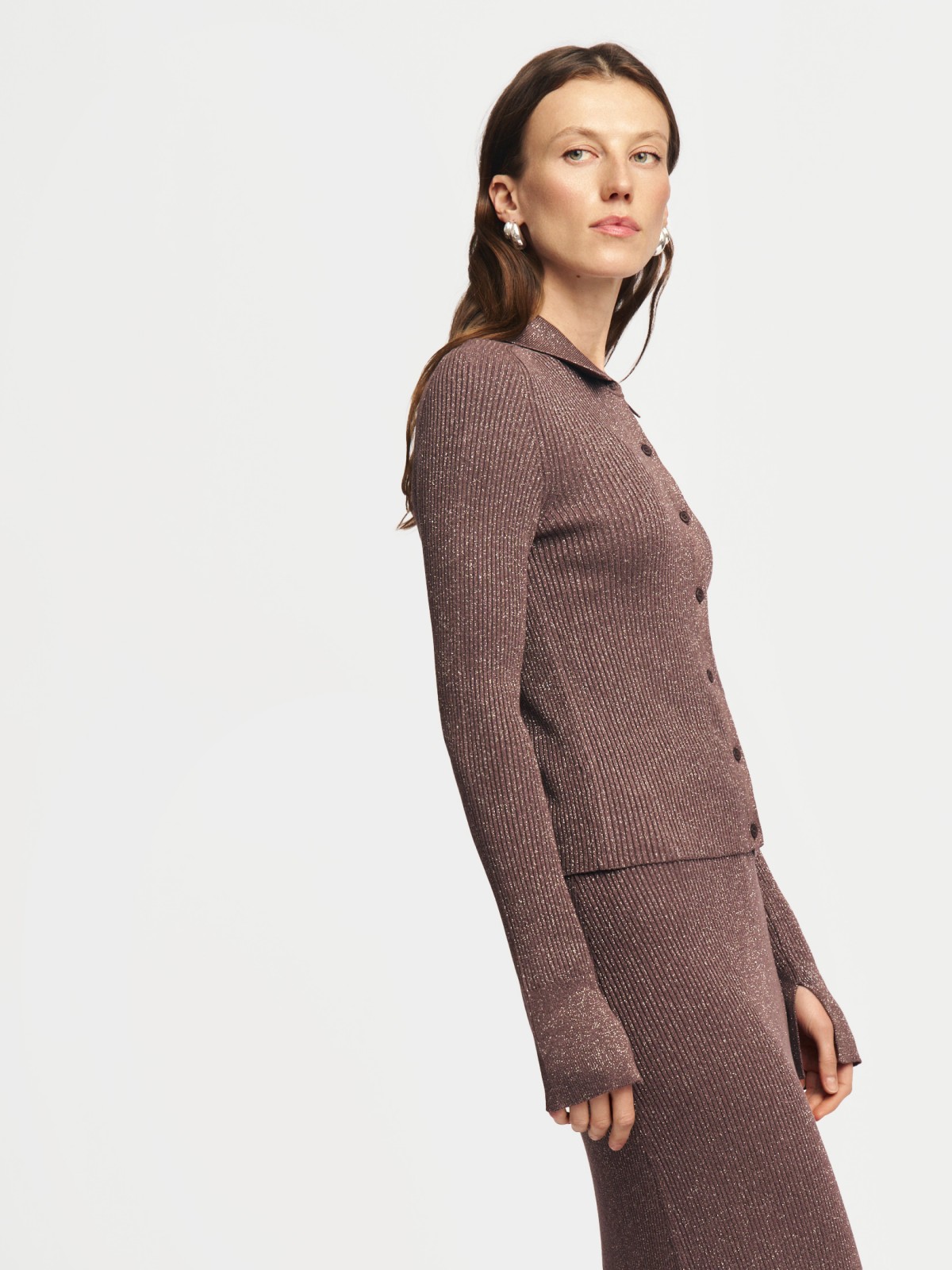 Трикотажный кардиган с люрексом