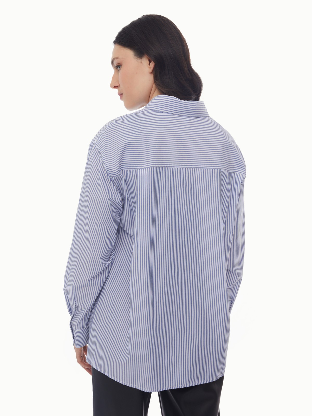 Блузка-рубашка в спортивном стиле с узором в полоску zolla 024131159053, цвет светло-голубой, размер XS - фото 6