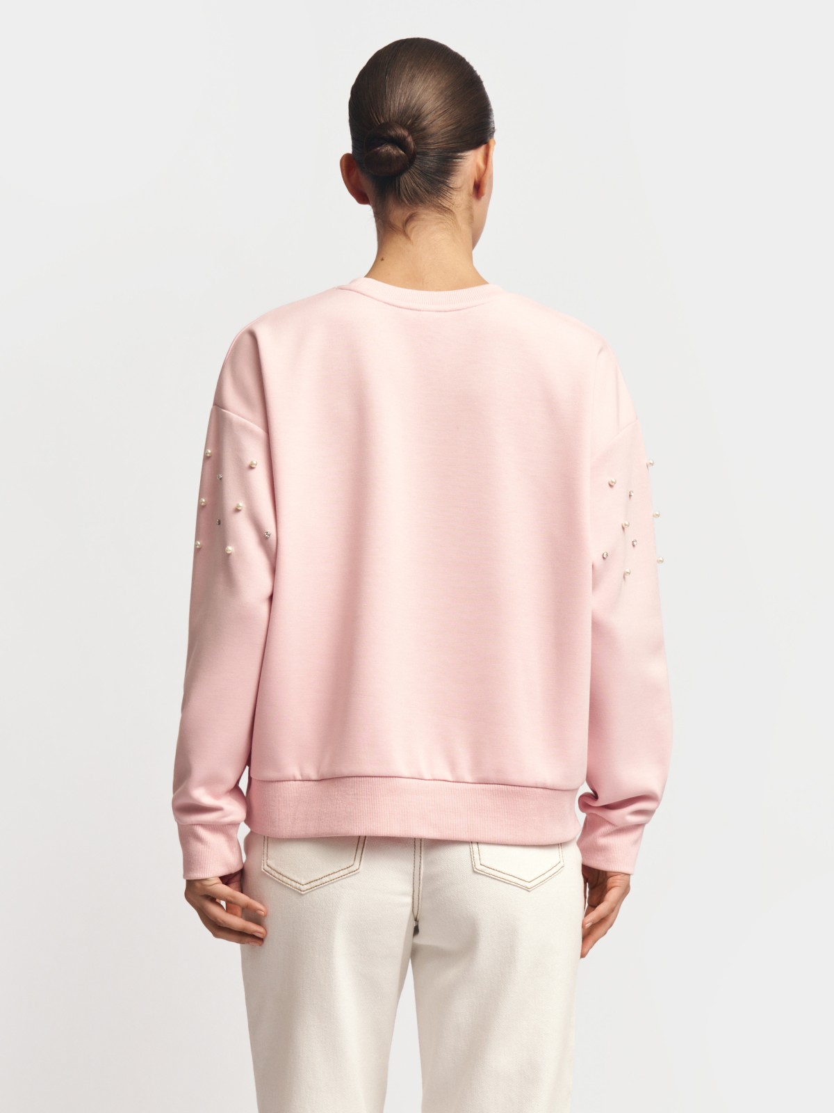 Свитшот расслабленного фасона со стразами