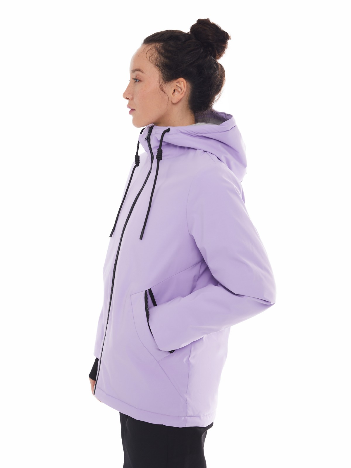 Утеплённая куртка на молнии с капюшоном zolla 024125102144, цвет лиловый, размер XS - фото 3
