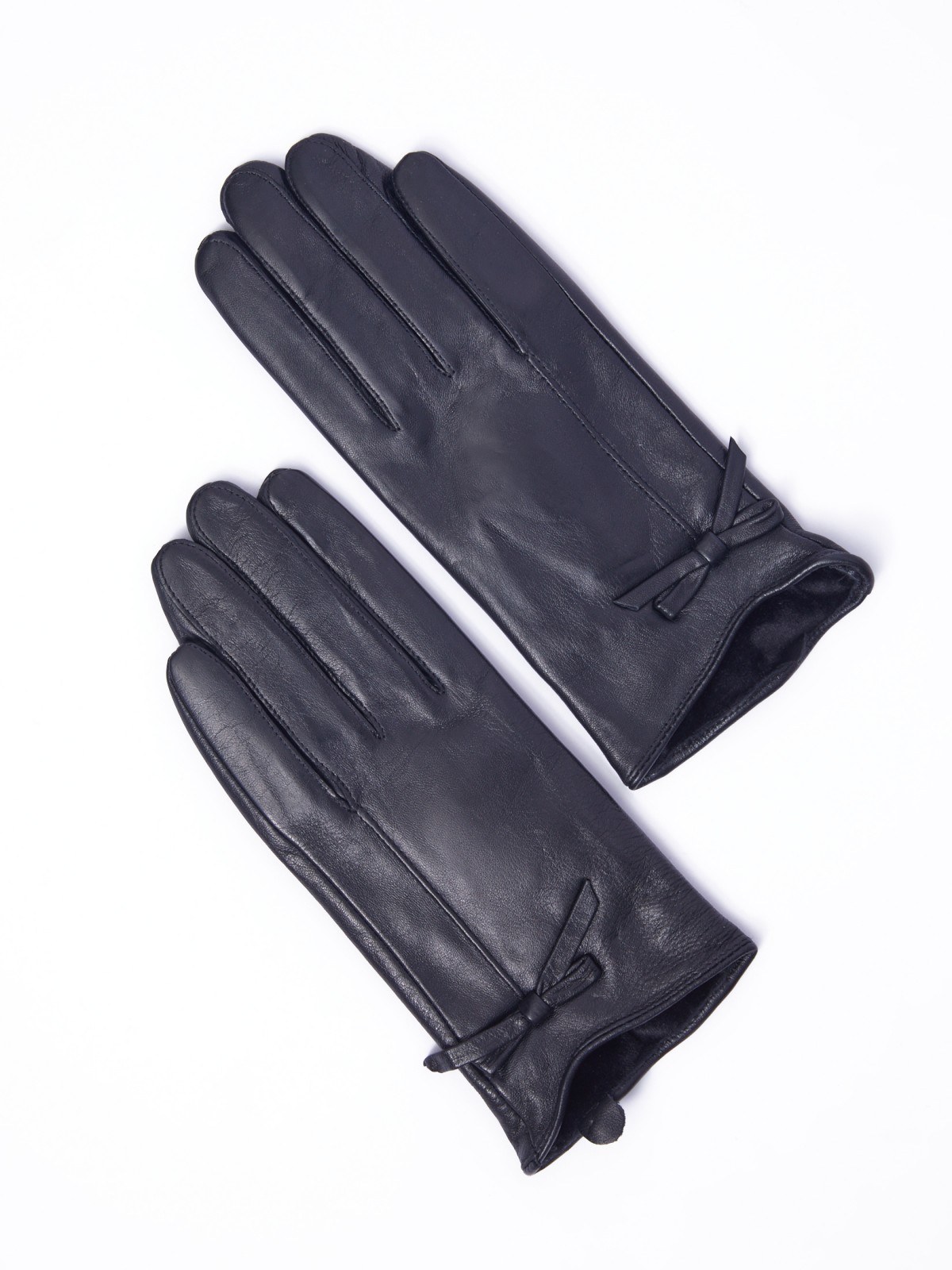 Утеплённые кожаные перчатки с флисом