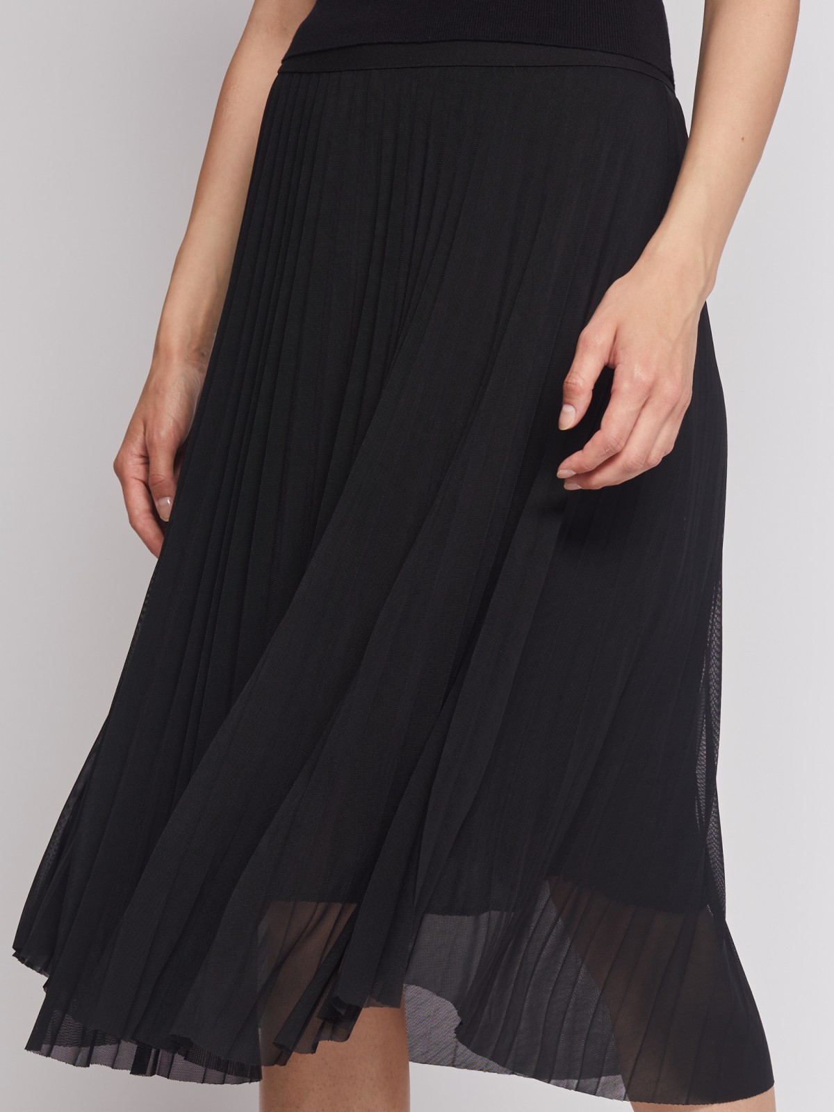 Плиссированная юбка миди zolla 02231789Y023, цвет черный, размер XS - фото 3