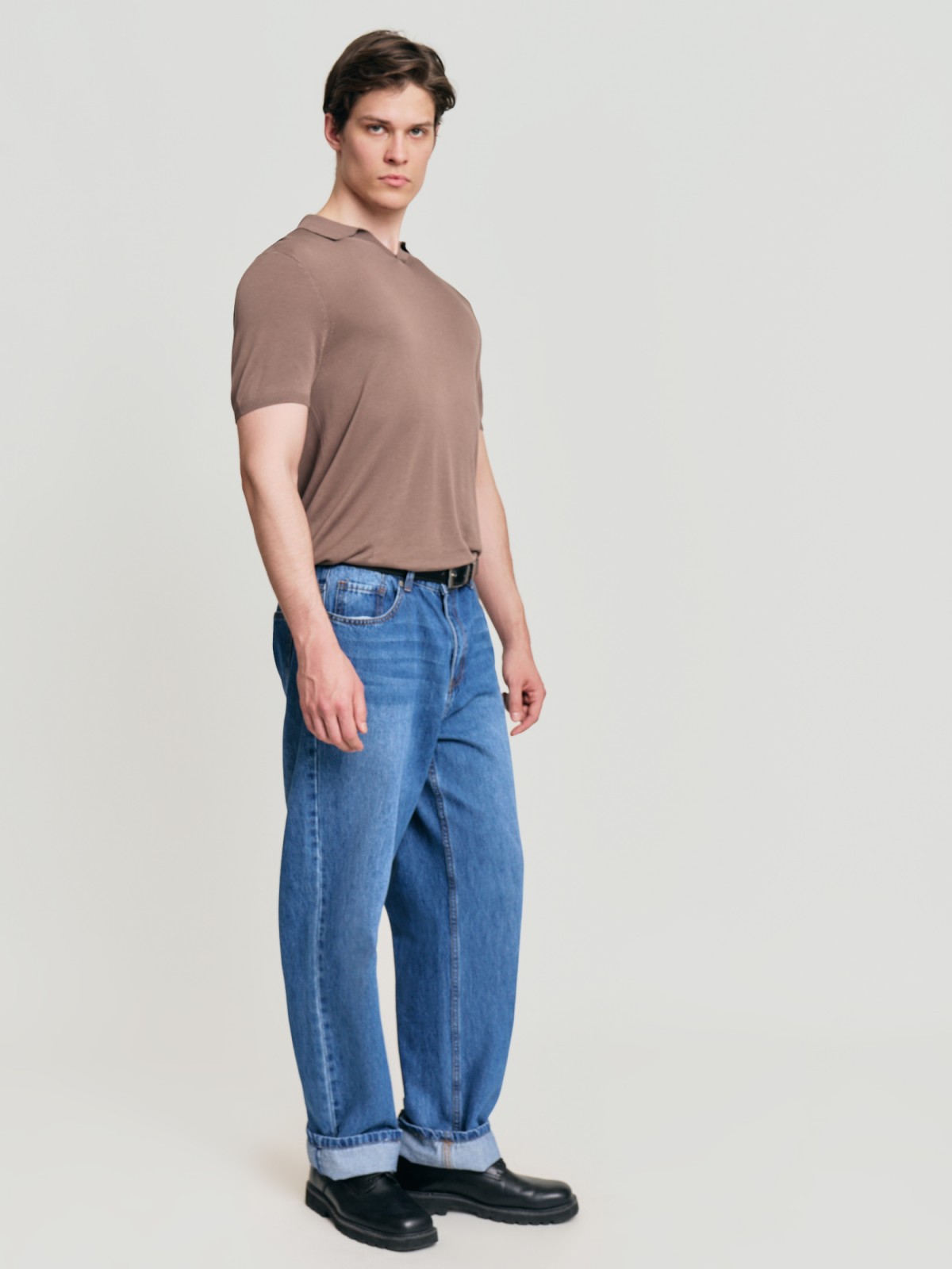 Трикотажный джемпер поло с коротким рукавом