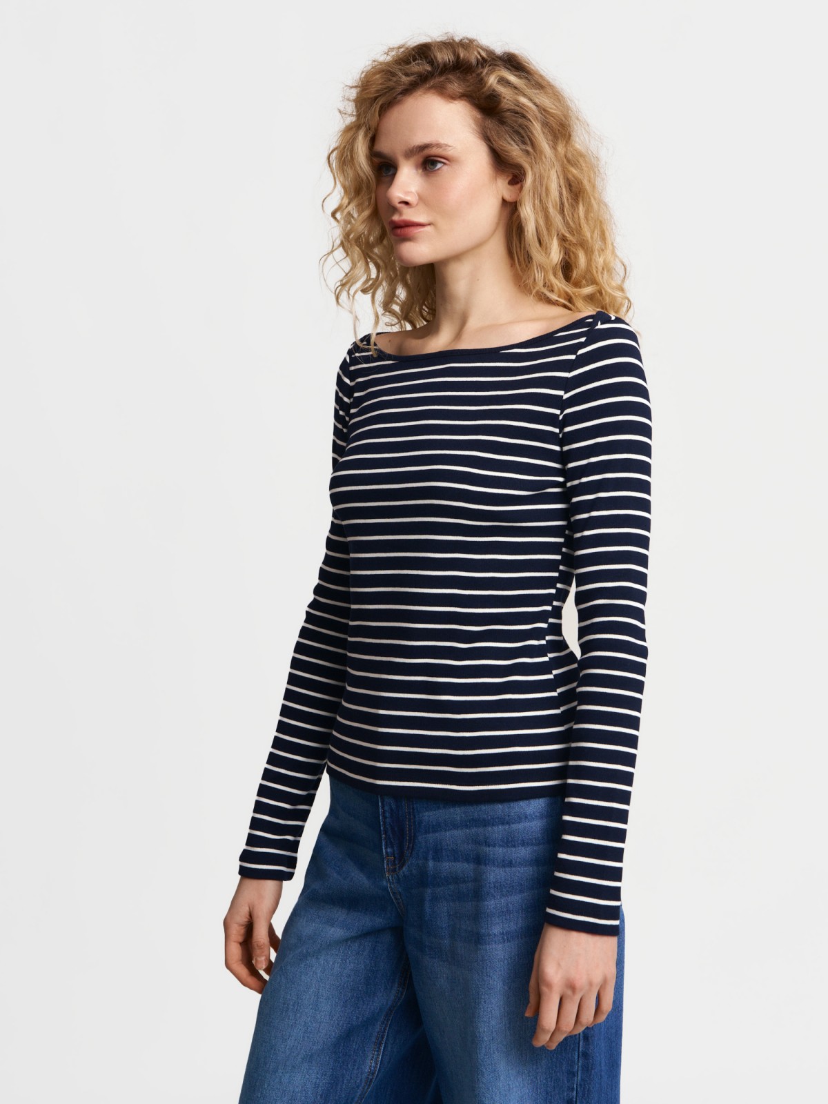 Лонгслив из хлопка в полоску