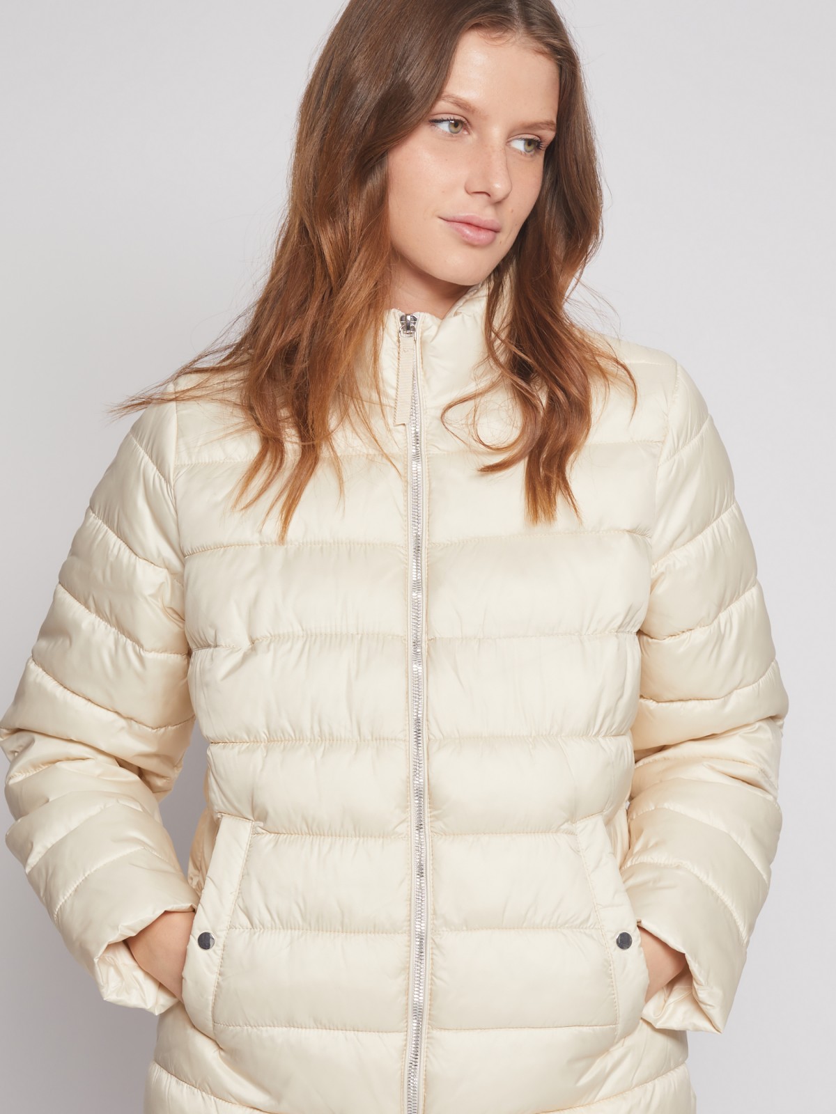 Утеплённая стёганая куртка zolla 022335112034, цвет молоко, размер S - фото 3