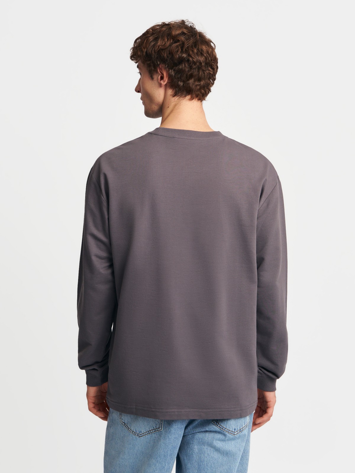 Трикотажный лонгслив из хлопка с длинным рукавом