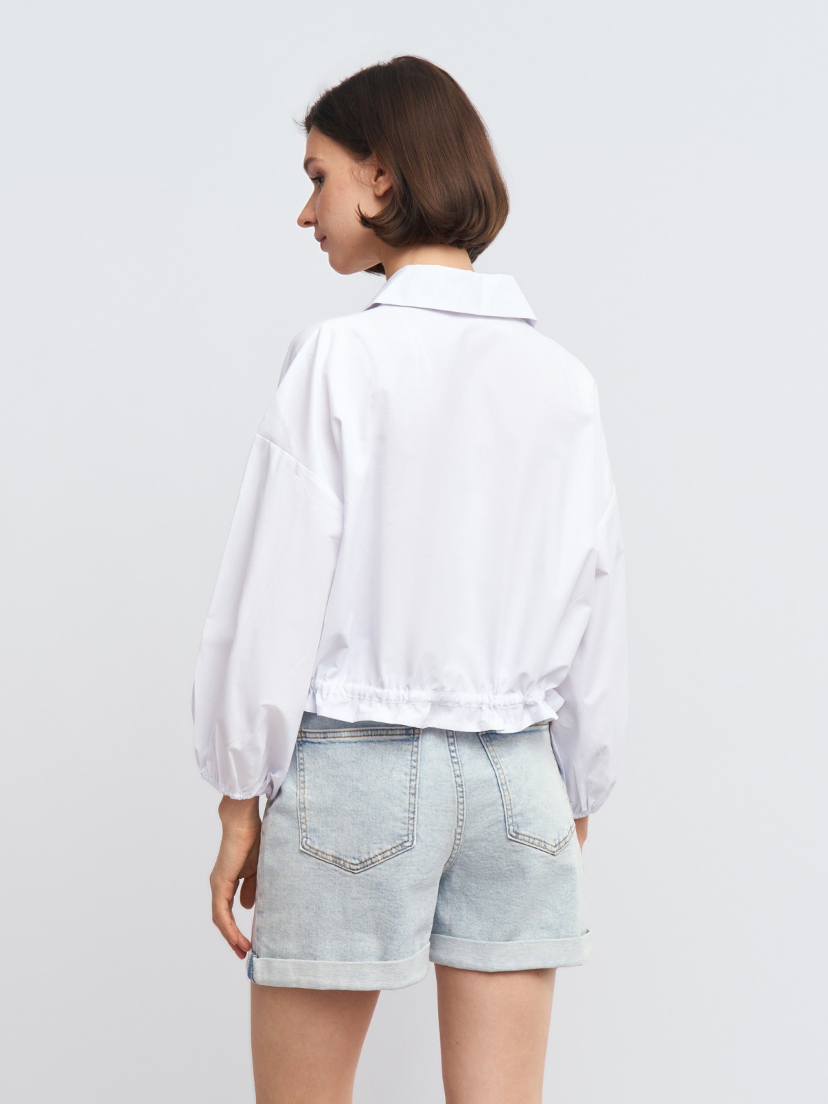 Короткая блузка-рубашка на кулиске