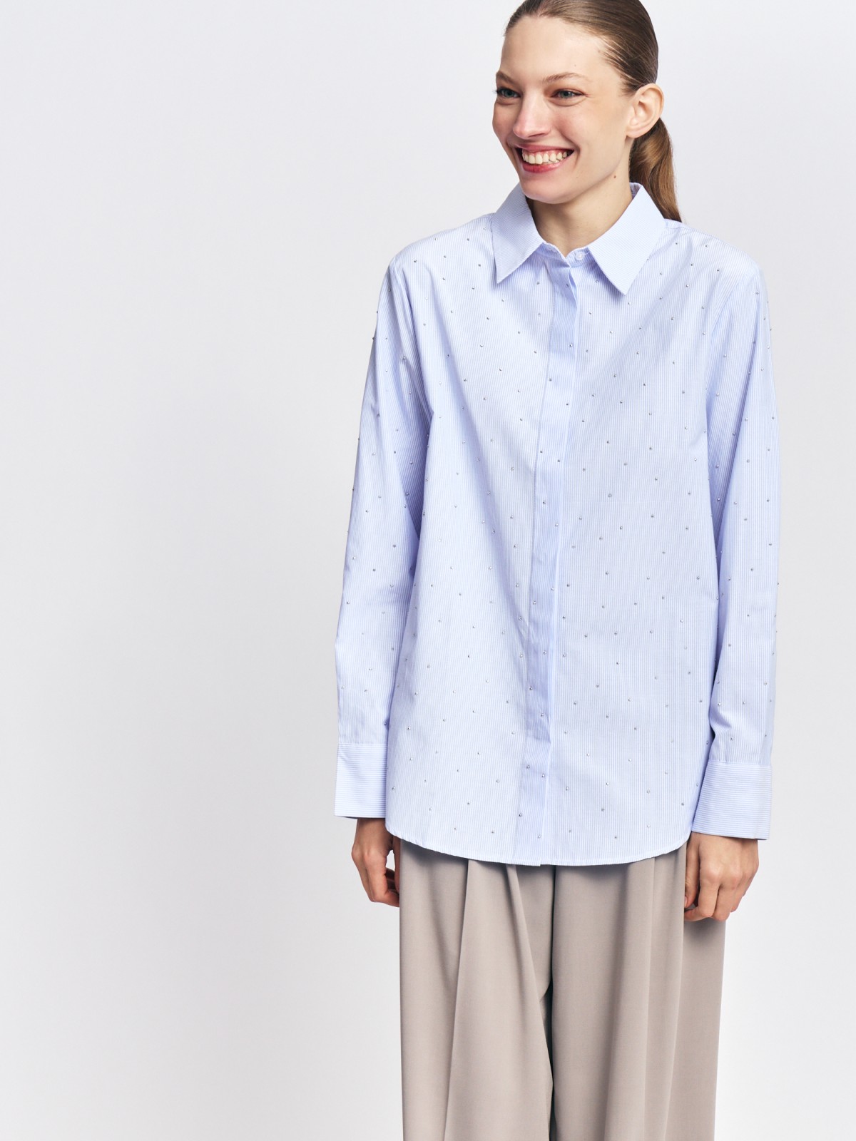 Рубашка прямого фасона с узором в полоску