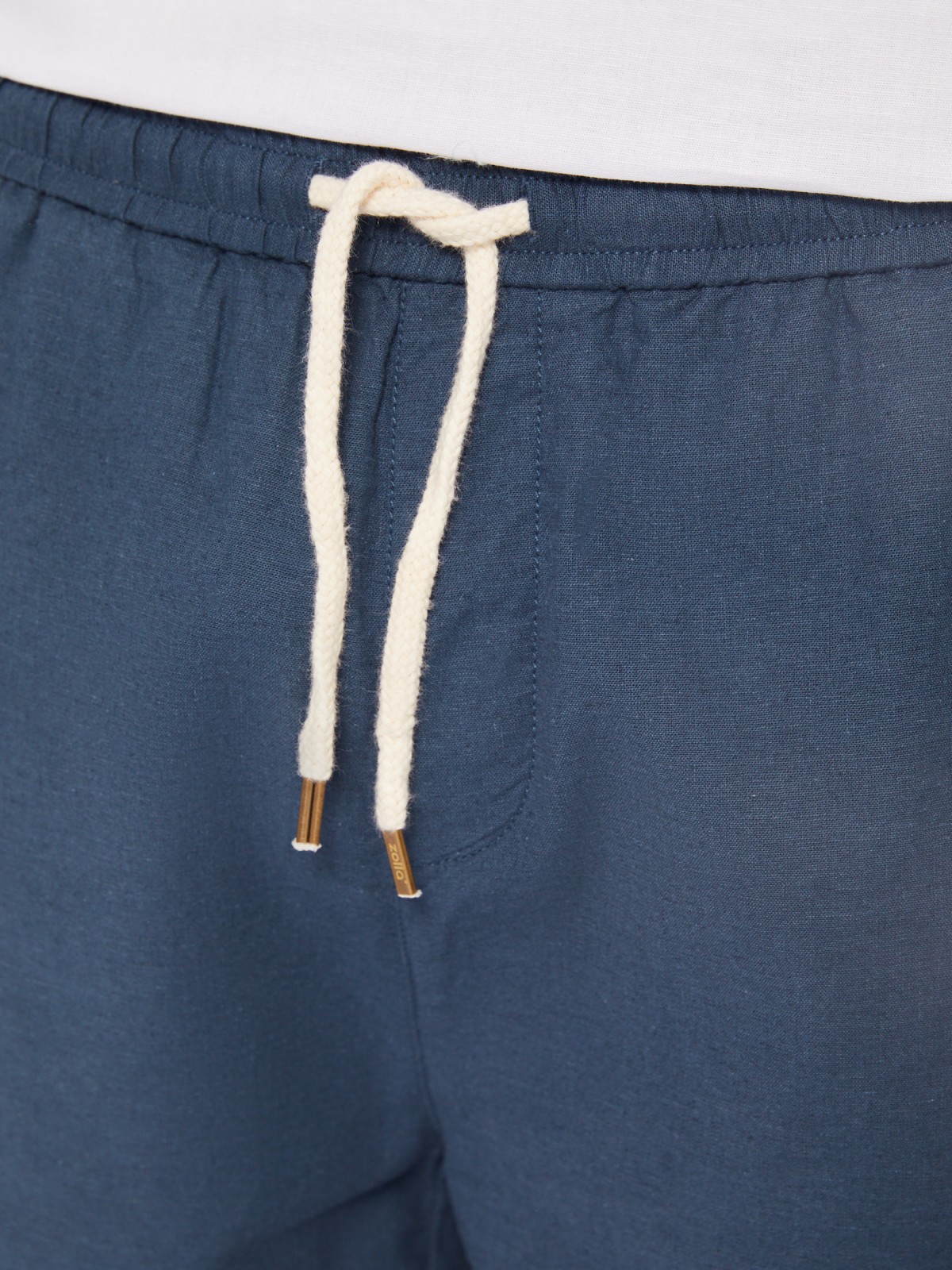 Удлинённые льняные шорты на резинке