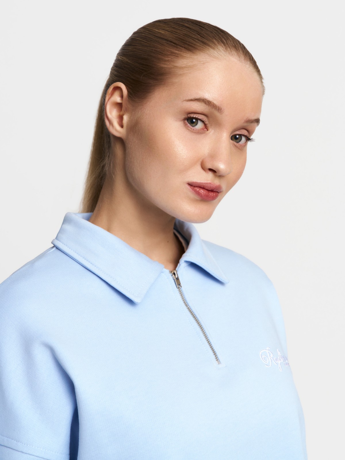 Свитшот из хлопка с воротником поло