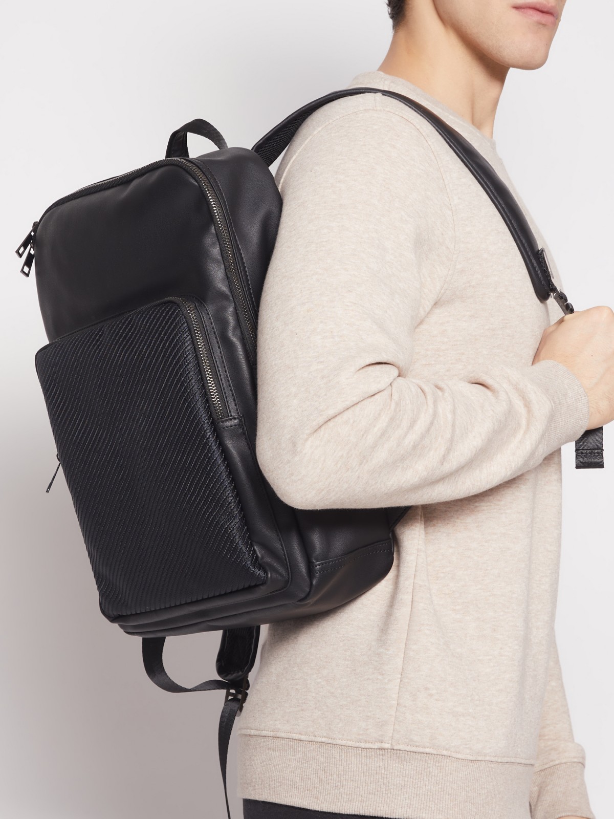 Городской рюкзак из искусственной кожи zolla 012119462015, цвет черный, размер No_size - фото 2
