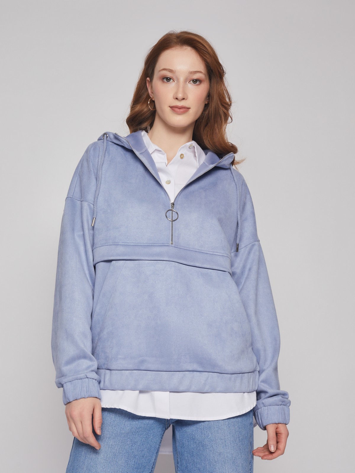 Худи оверсайз силуэта из экозамши