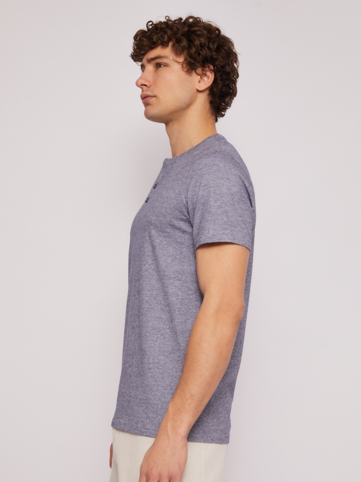 Футболка хенли в полоску с коротким рукавом