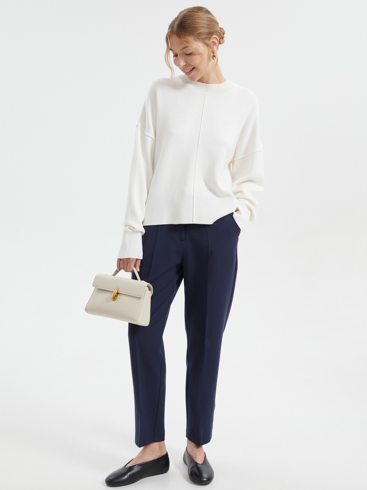 Офисные брюки Slim на резинке со стрелками